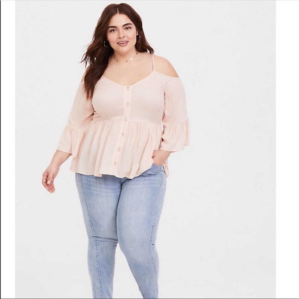 TORRID BLUSH COLD SHOULDER BLOUSE - Picture 3 of 7